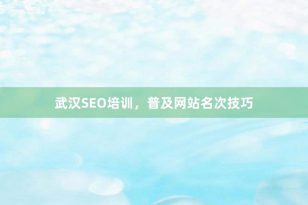 武汉SEO培训，普及网站名次技巧